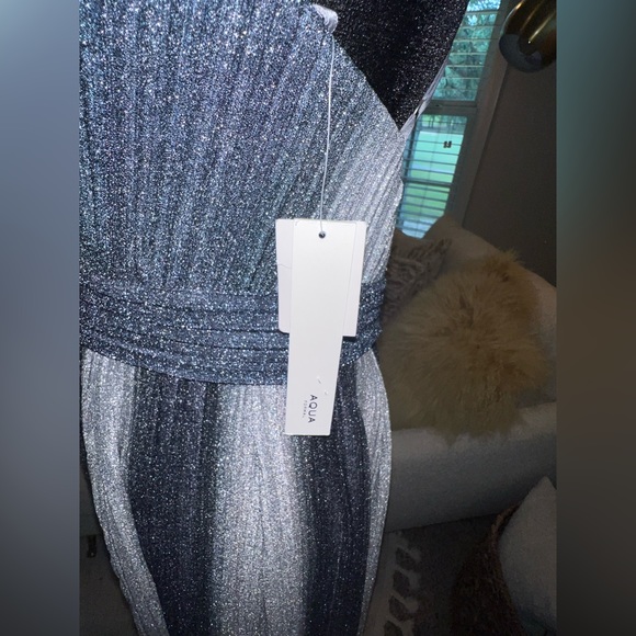 AQUA: Black/Silver Ombre Formal Dress - Size 8 - Picture 10 of 13